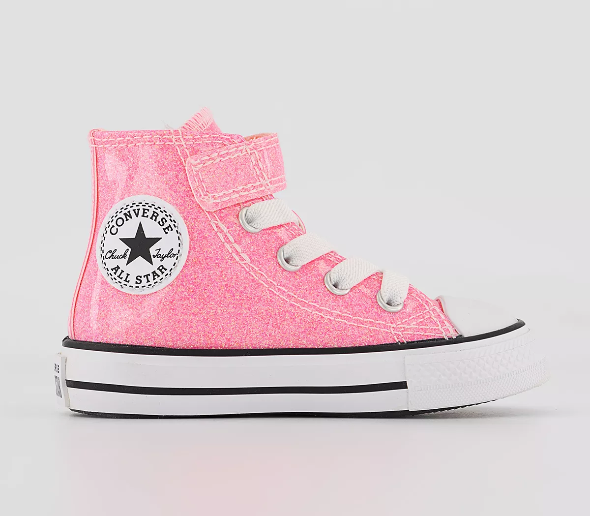 Converse All Star Hi 1vlace Trainers Pink Glitte Sun Ray White