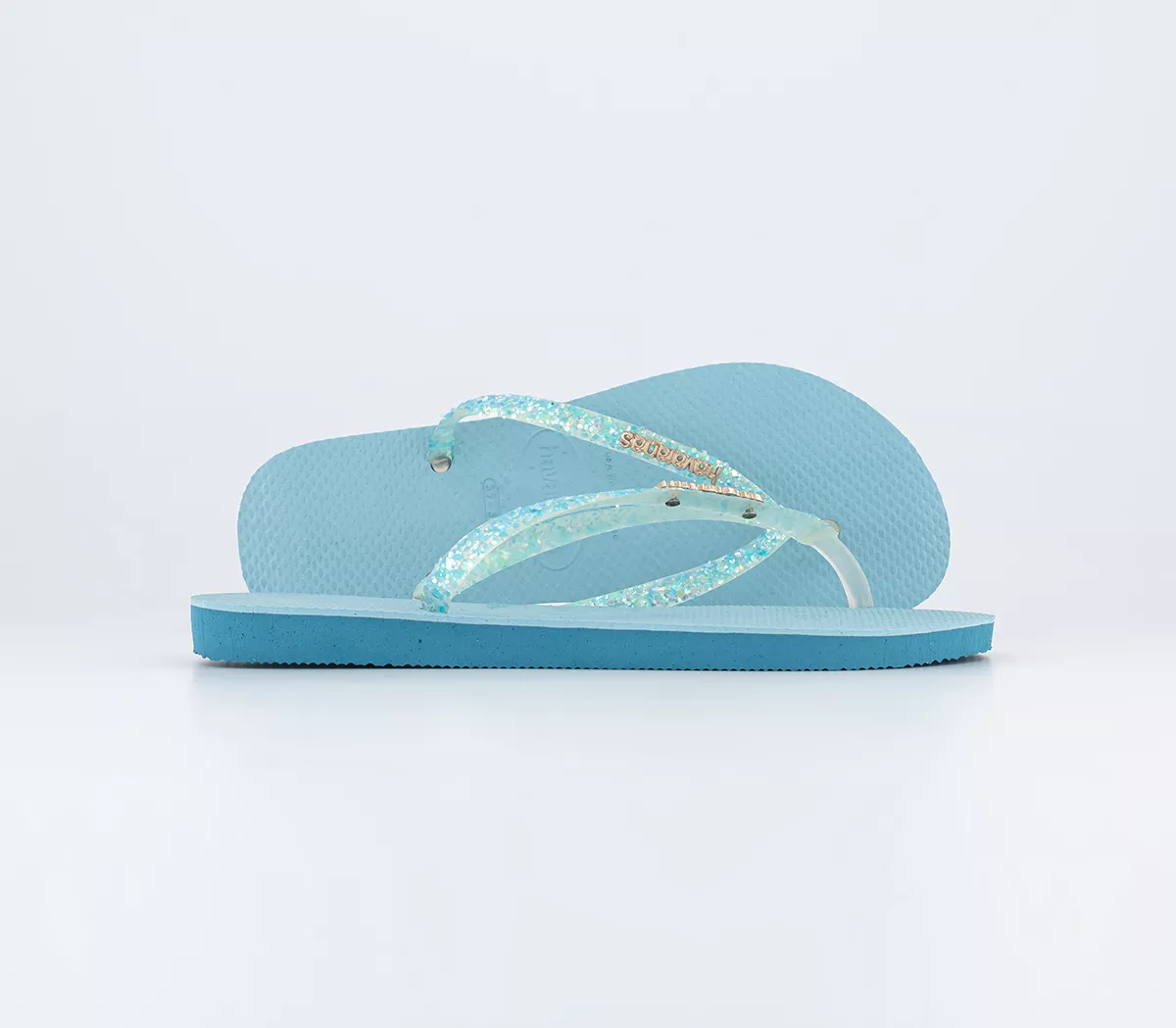 Havaianas Slim Glitter Flourish Flip Flops Nautical Blue