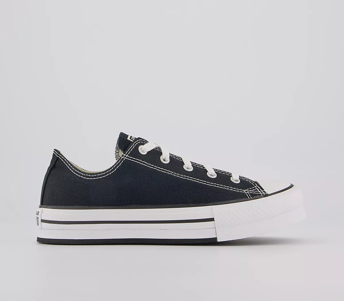 Converse All Star Eva Lift Low Junior Trainers Black White Black
