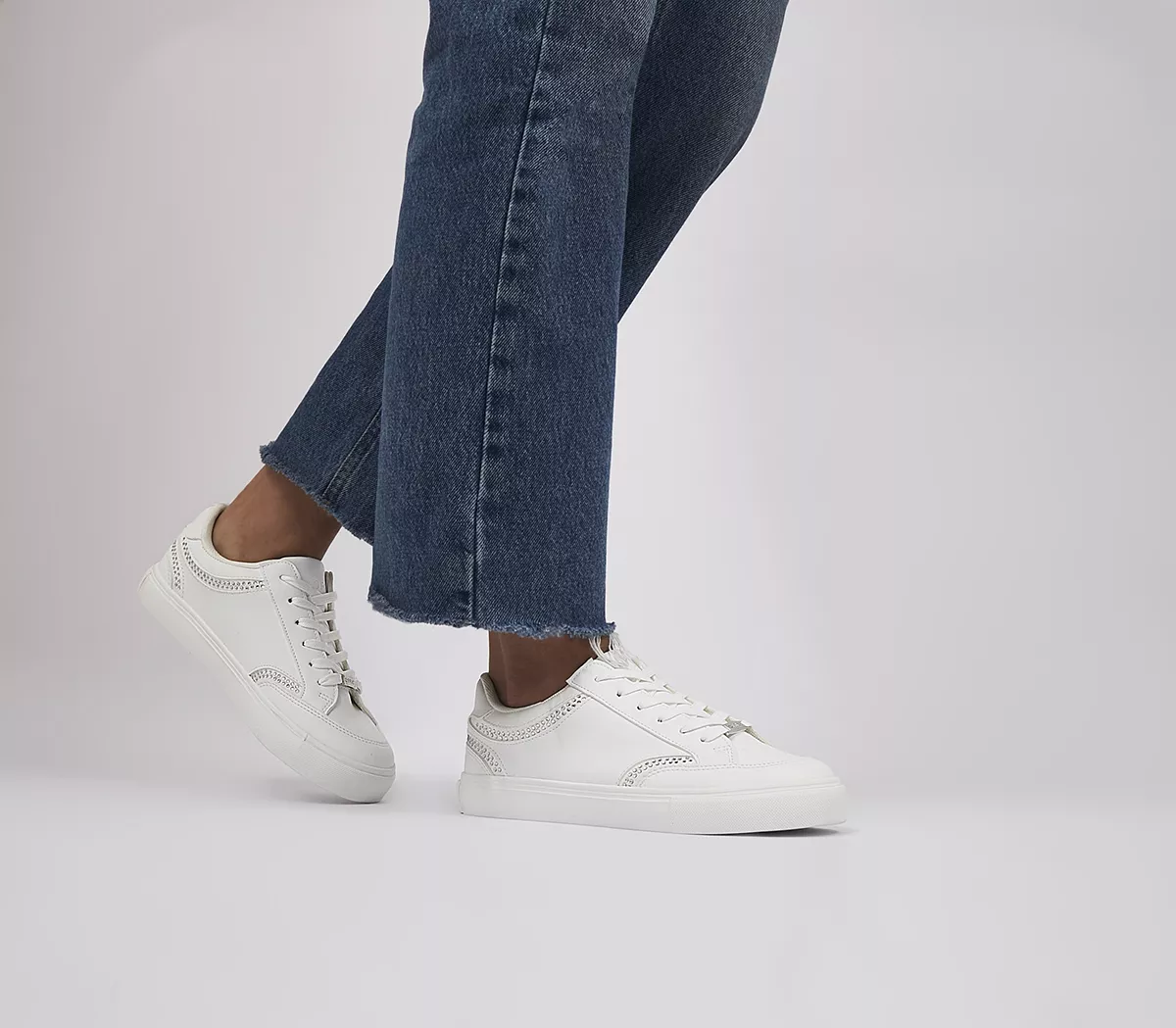OFFICE Far Out Diamante Silm Sole Trainers White