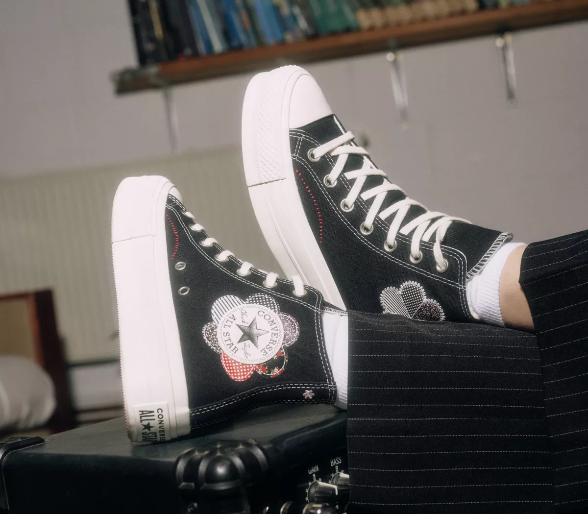 Converse All Star Lift Hi Platform Trainers  Black Egret Red