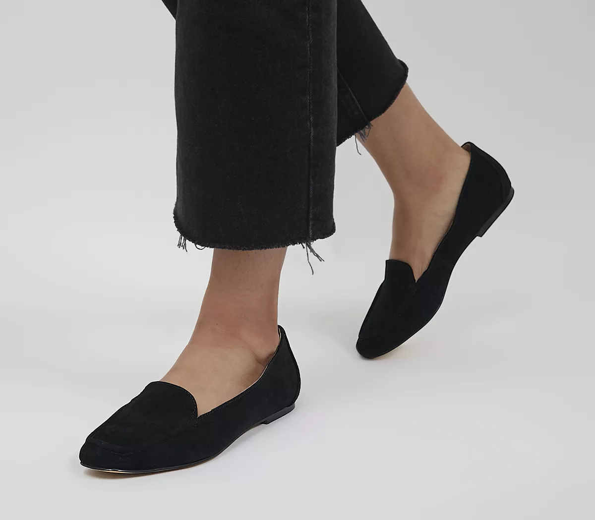 OFFICE Flying Plain Soft Loafers Black Suede