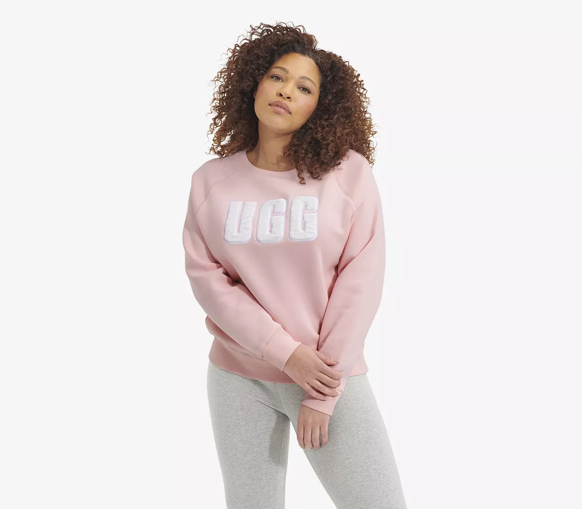 UGG Madeline Fuzzy Logo Crewneck Lotus Blossom Cream