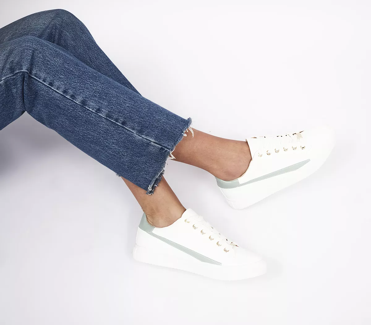 OFFICE Free Spirit Lace Up Trainers Whitegreen