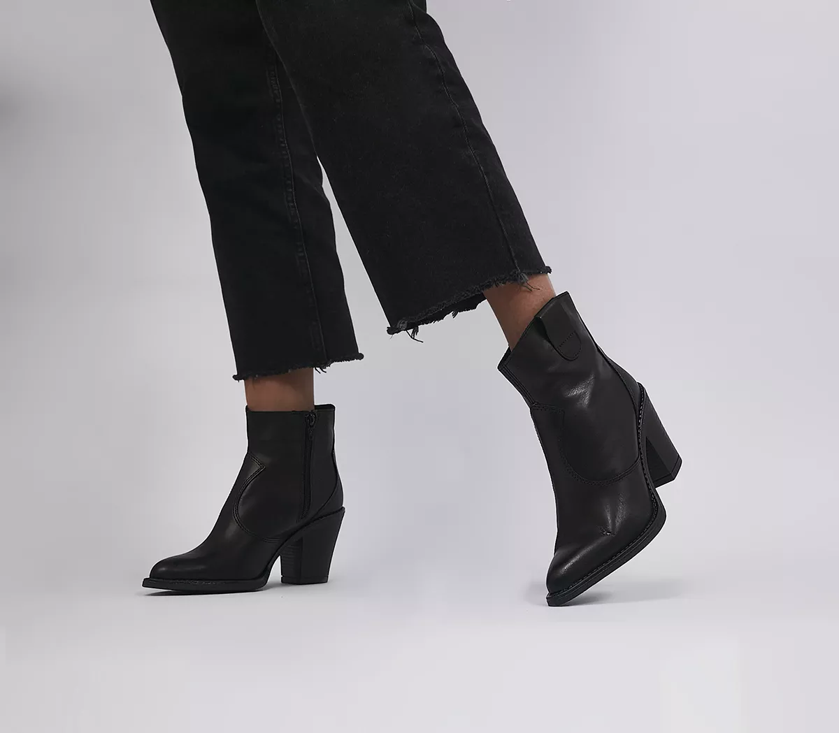 OFFICE Alabama Western Boots Black Leather