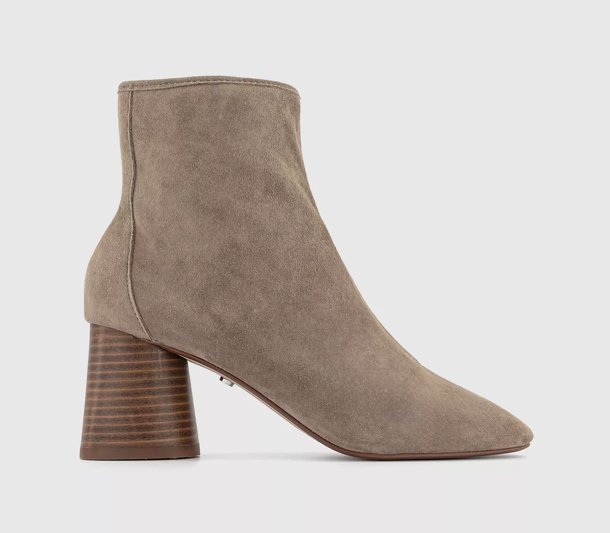 OFFICE Ash Cylinder Stacked Heel Boots Mink Suede