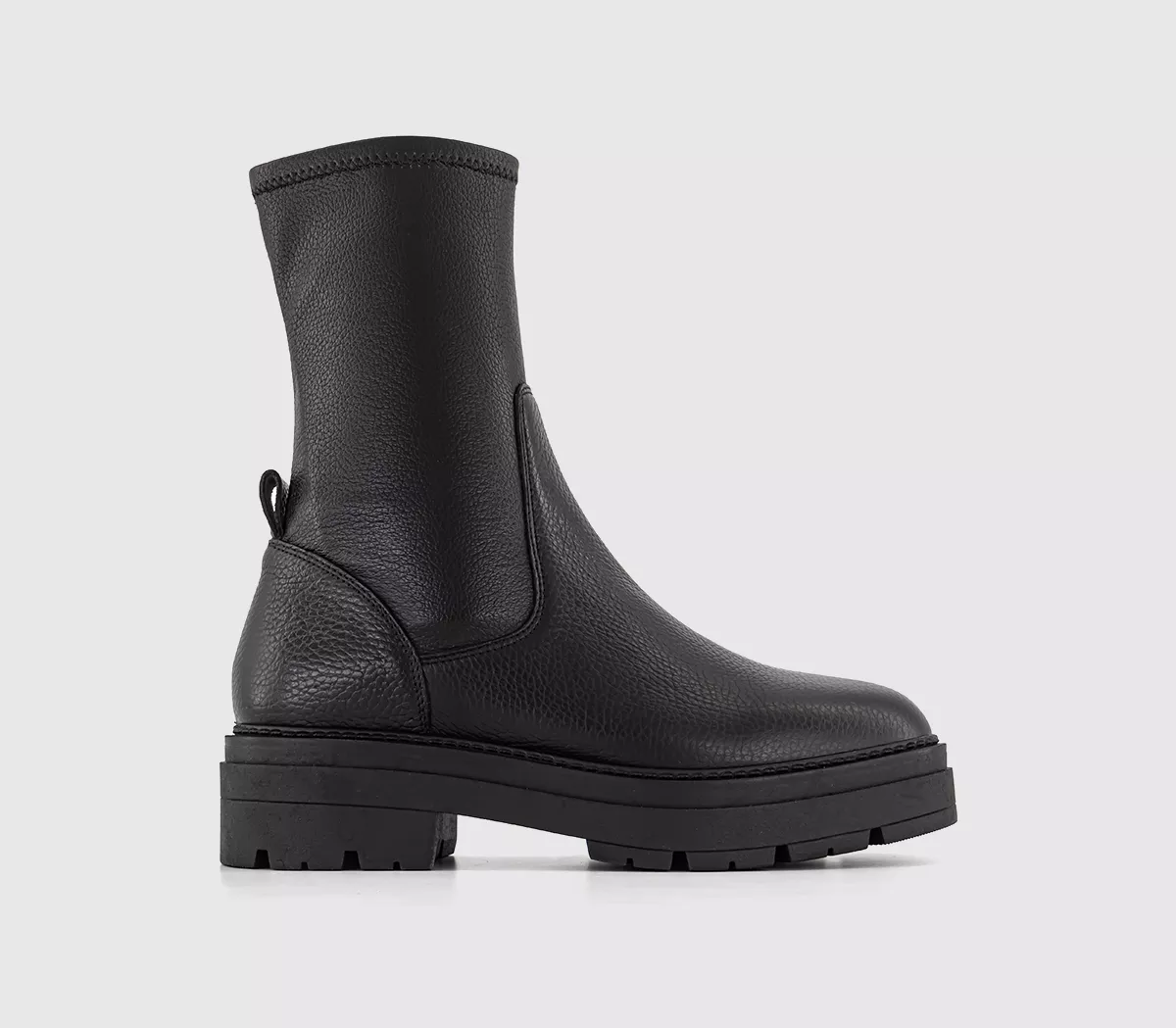 OFFICE Amira Cleated Sock Boots Black Leather