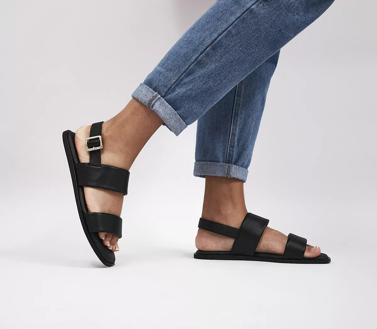 OFFICE Sea Breeze Double Strap Sandals Black