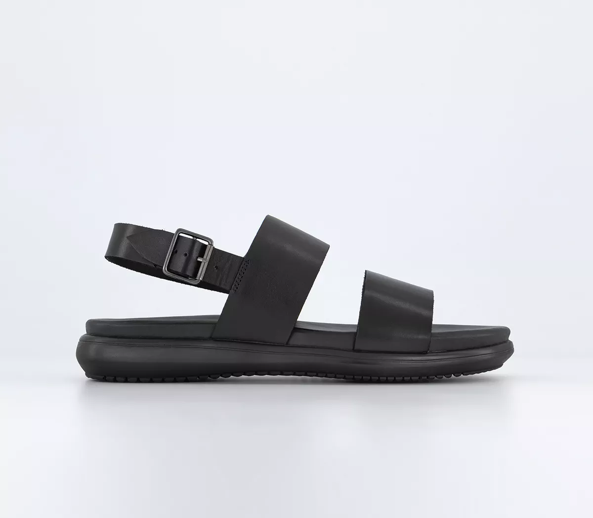 OFFICE Kuta 2 Strap Moulded Sole Backstrap Sandals  Black Leather