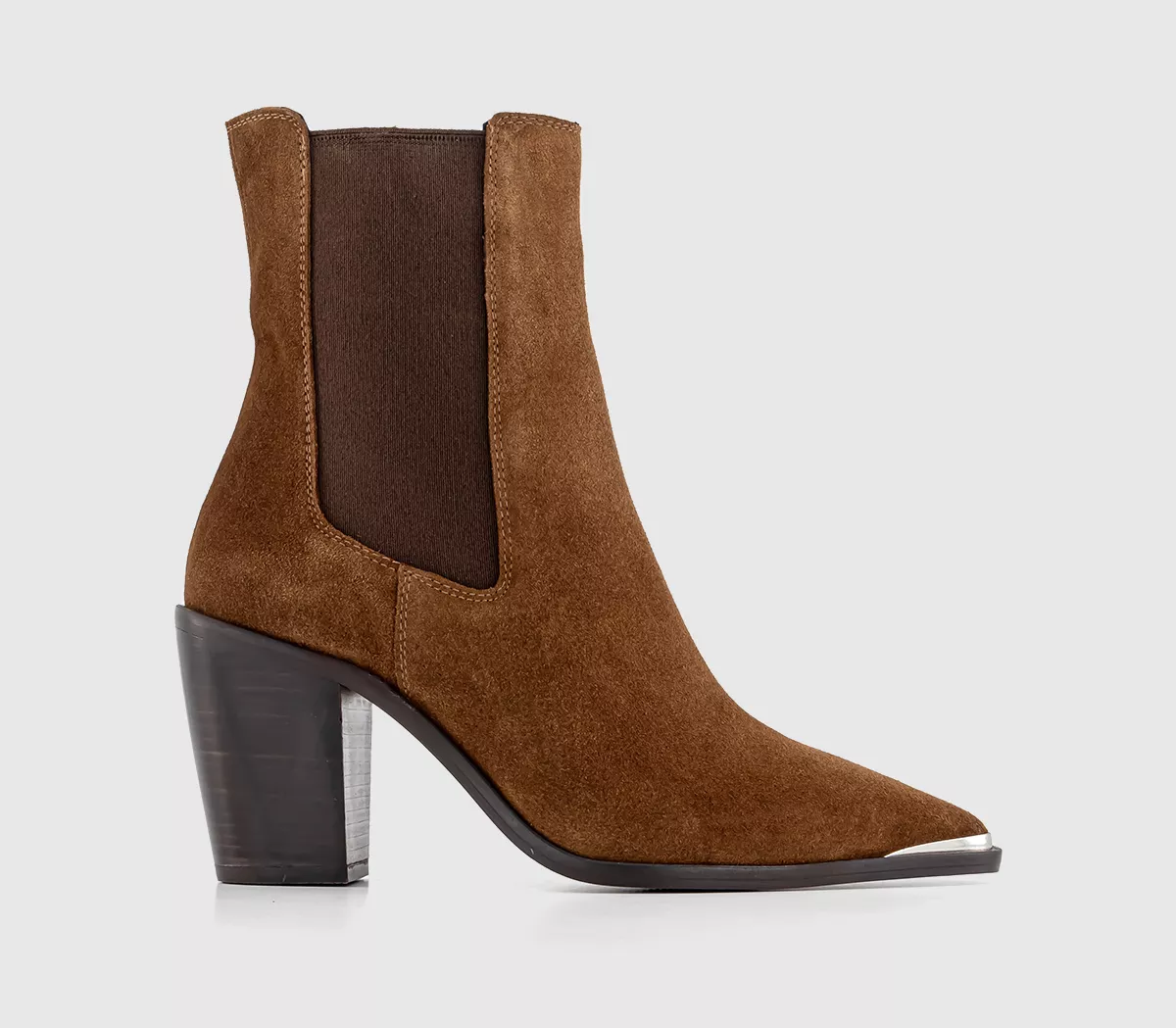OFFICE Antonia Toecap Leather Western Chelsea Boots Chestnut Suede