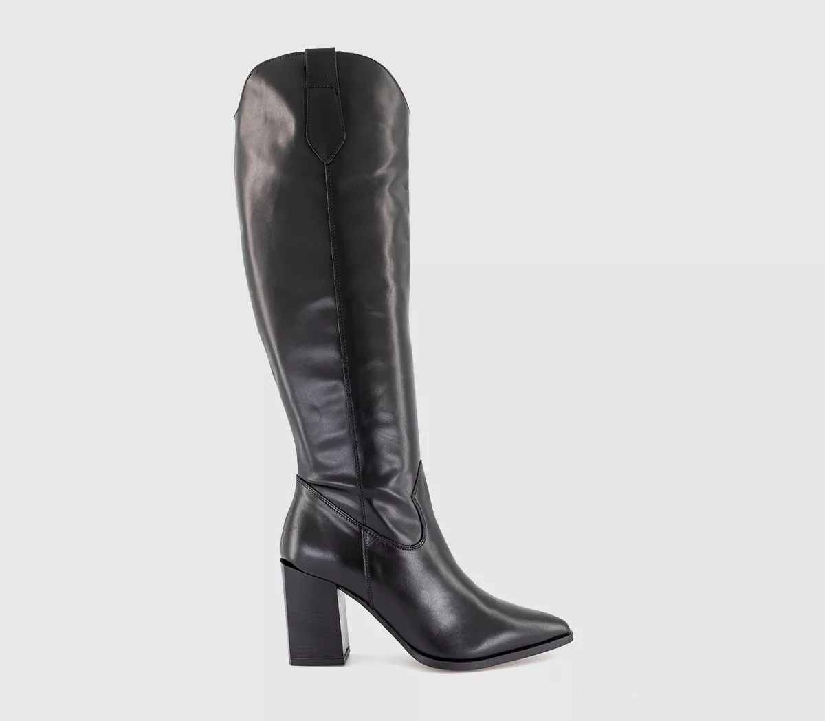 OFFICE Katarina Slouch Western Knee Boots Black Leather
