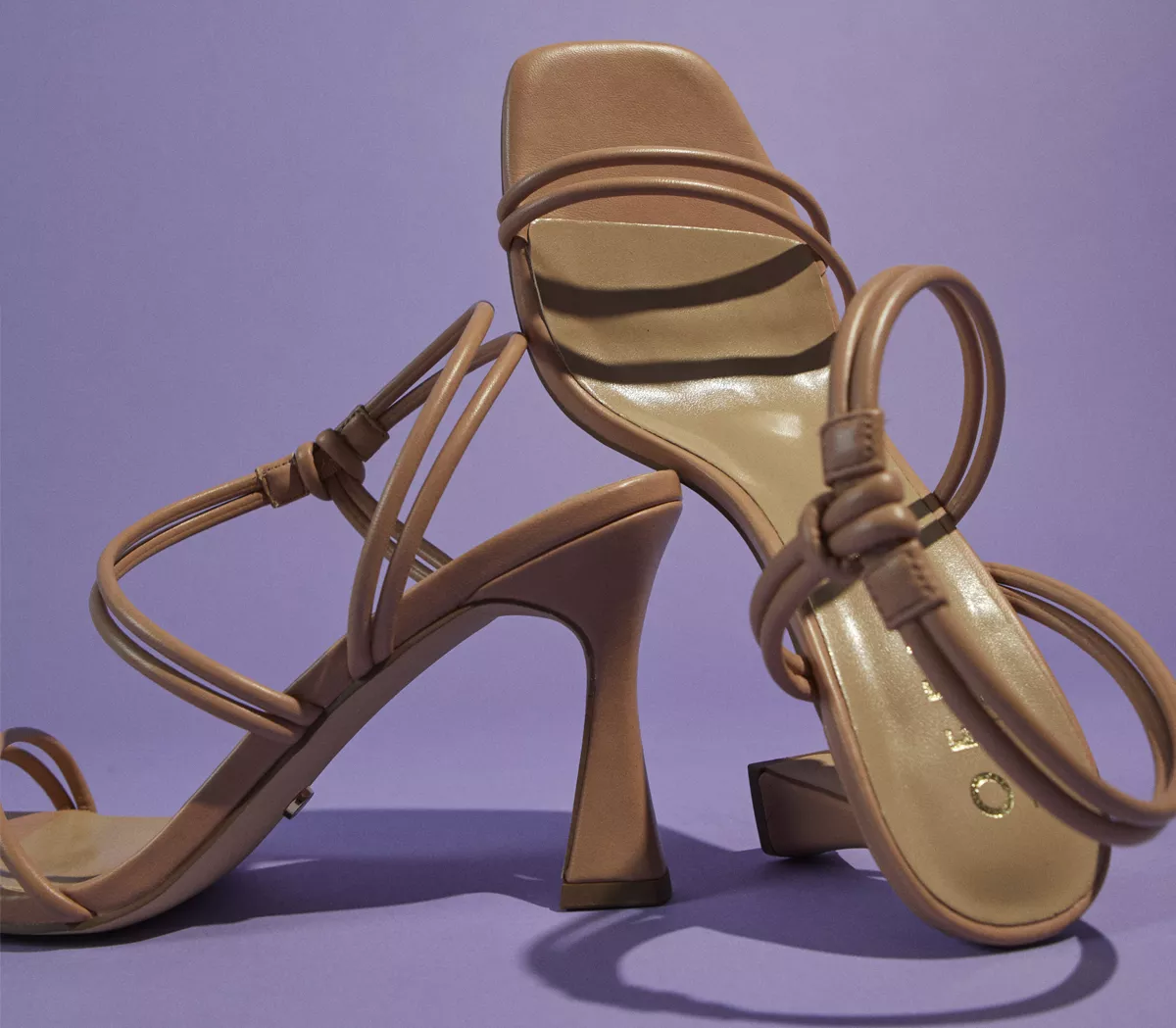 OFFICE Motion Tubular Strappy Knot Detail Heels Beige
