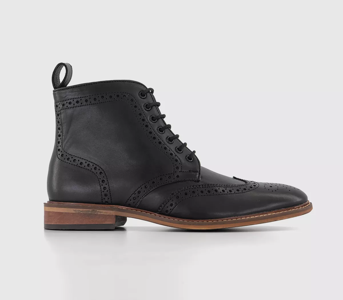 OFFICE Bladon Brogue Lace Up Boots Black Leather