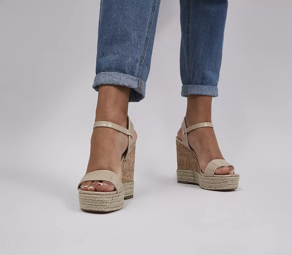 OFFICE Heated Cork Wedge Espadrilles Beige