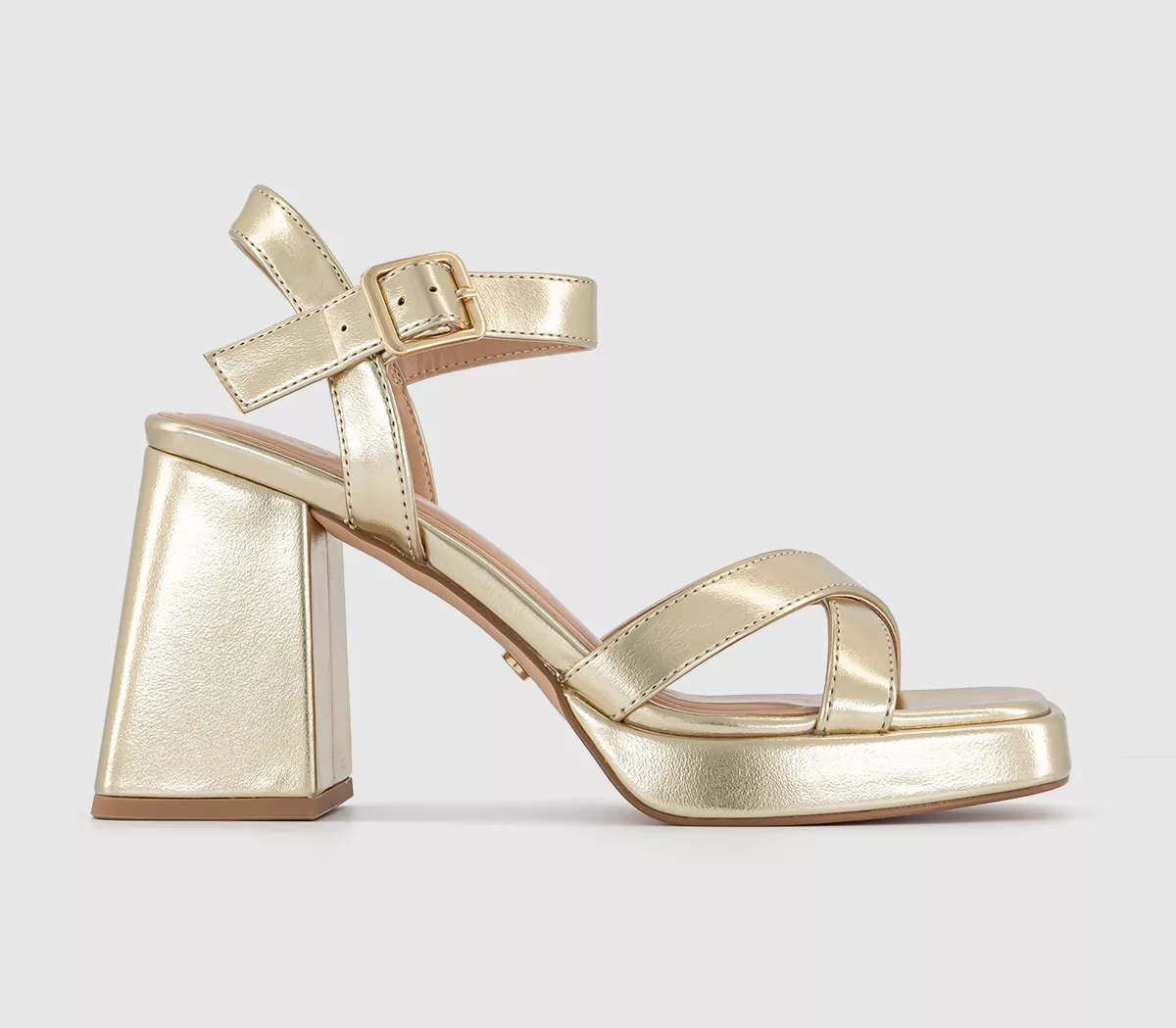 OFFICE Harper Cross Strap Platform Sandals Gold