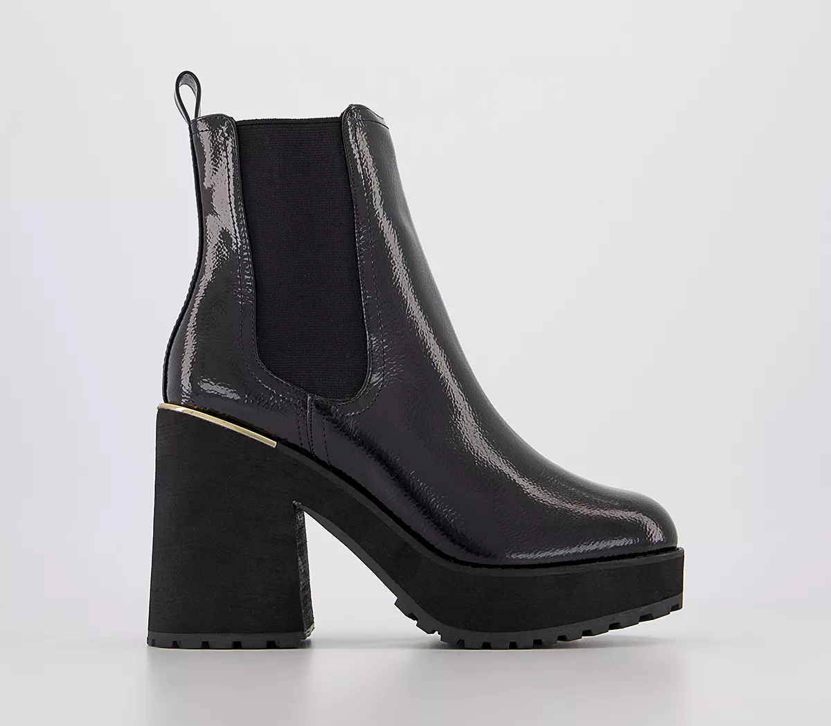 OFFICE Adelaide Platform Chelsea Boots Black Patent