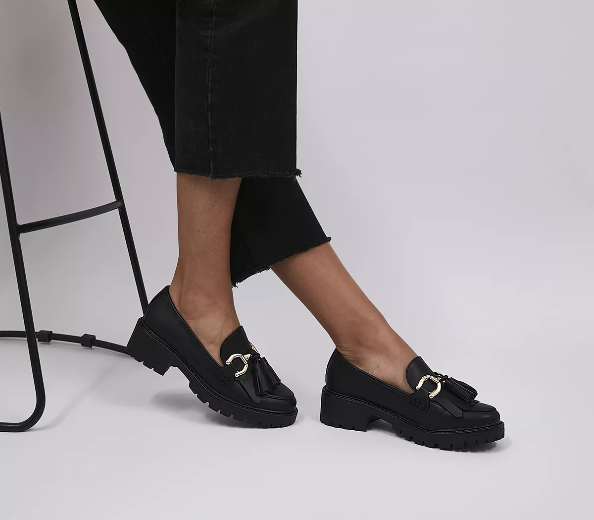 OFFICE Fools Gold Chain Loafers Black