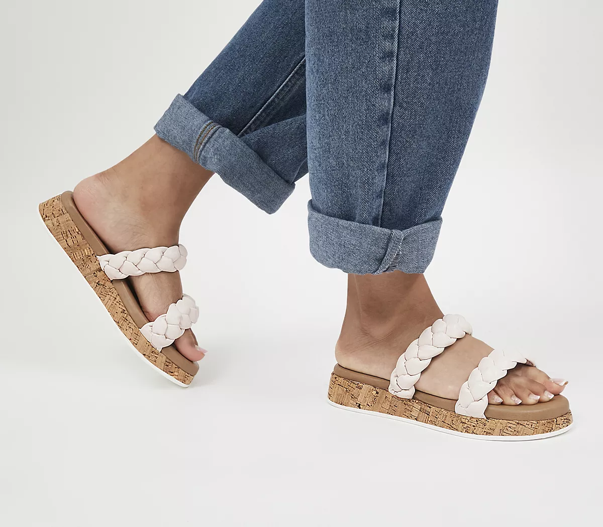 OFFICE Silence Plaited Cork Sandals Off White