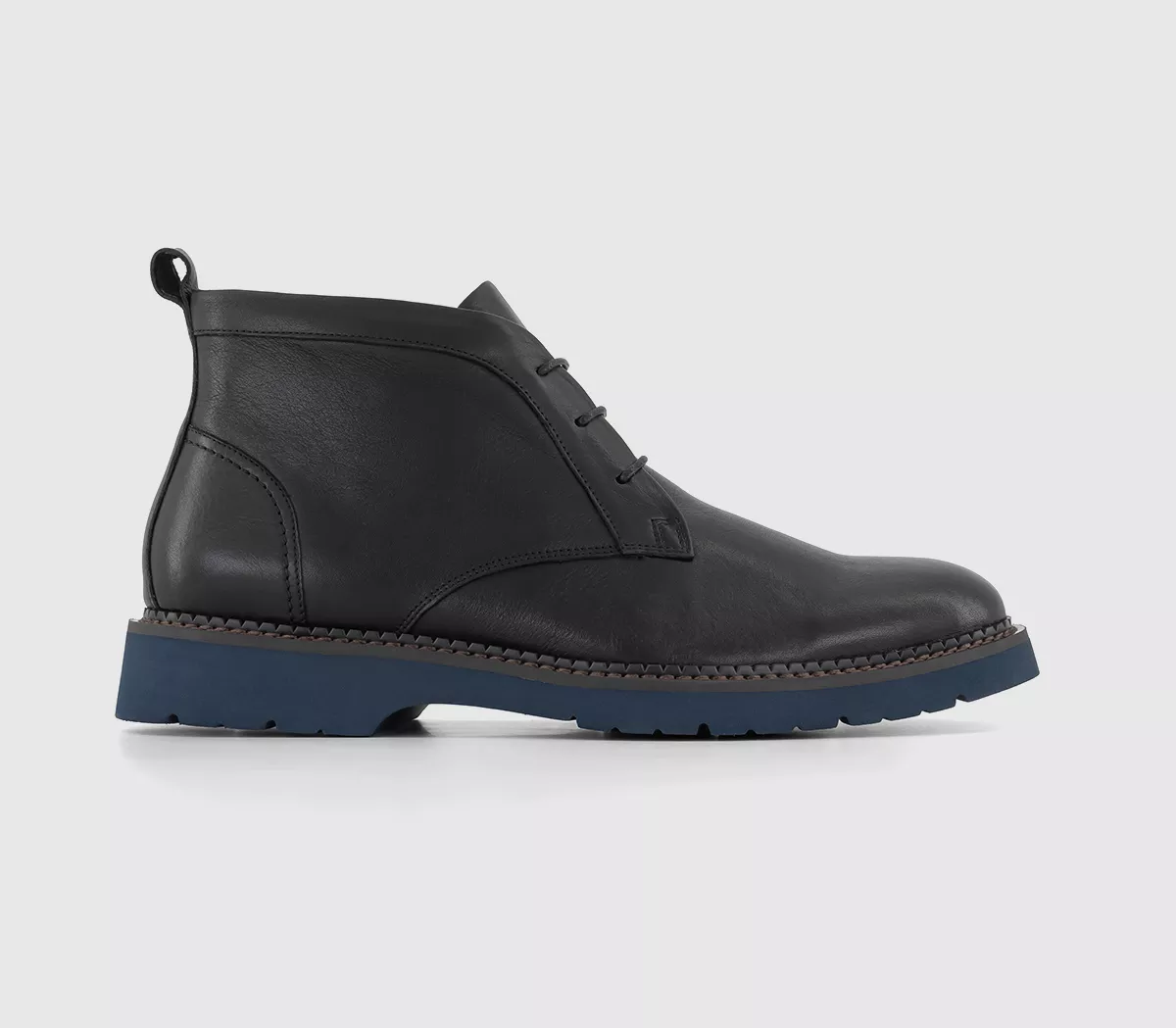 Poste Petersham Contrast Outsole Chukka Boots Black Leather