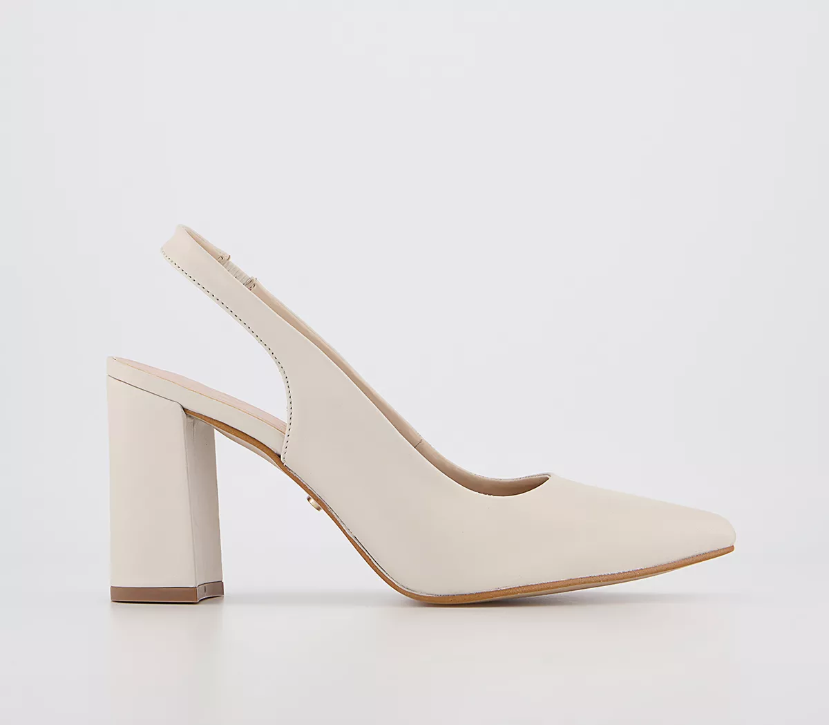 OFFICE Manhattan Slingback Point Court Heels Off White Leather
