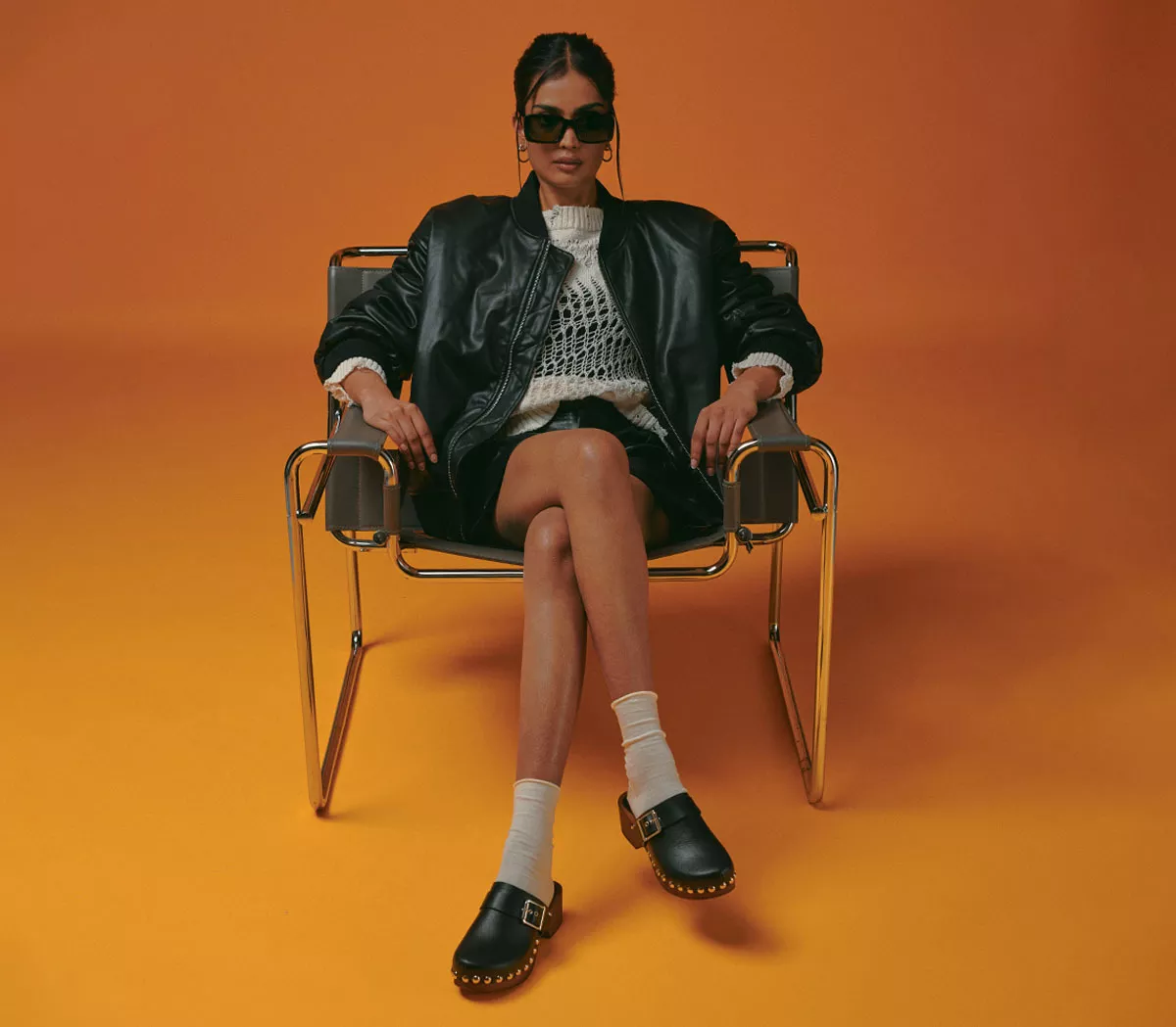 OFFICE Magda Clog Mules Black Leather