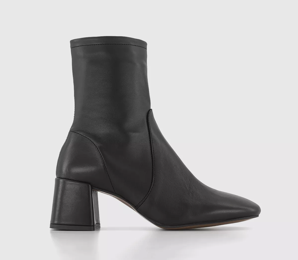 OFFICE Alexis Unlined Heeled Ankle Boots Black Leather