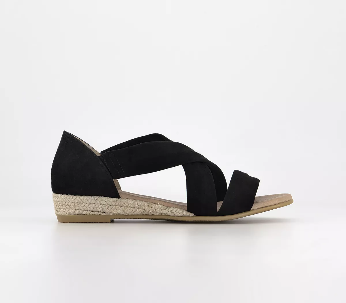 OFFICE Wide Fit: Hallie Cross Strap Espadrilles Black Suede