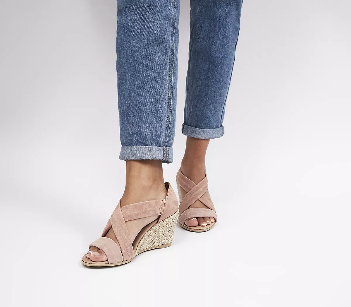 OFFICE Wide Fit: Maiden Wedge Blush Suede