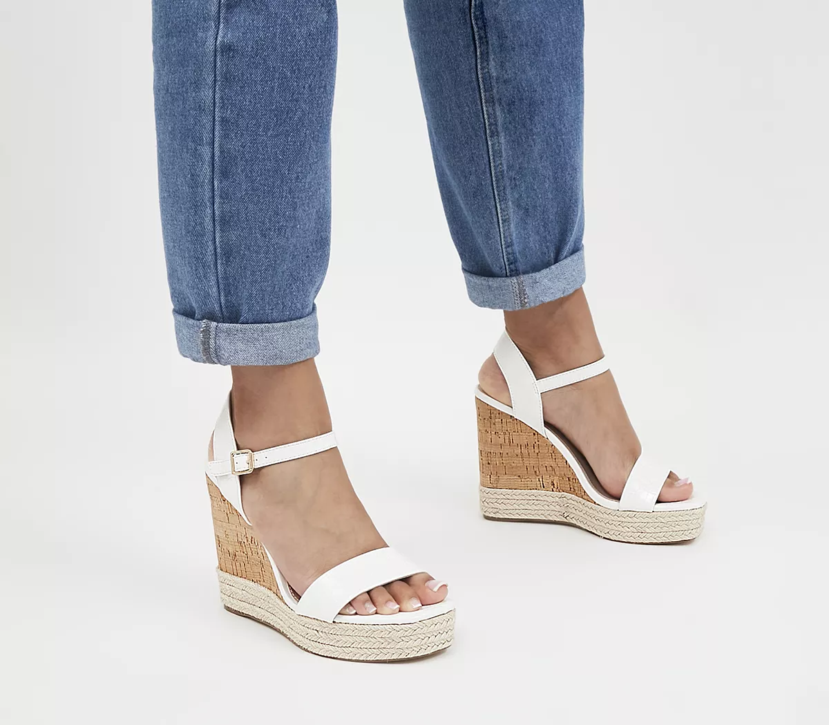 OFFICE Holland Cork Wedges White