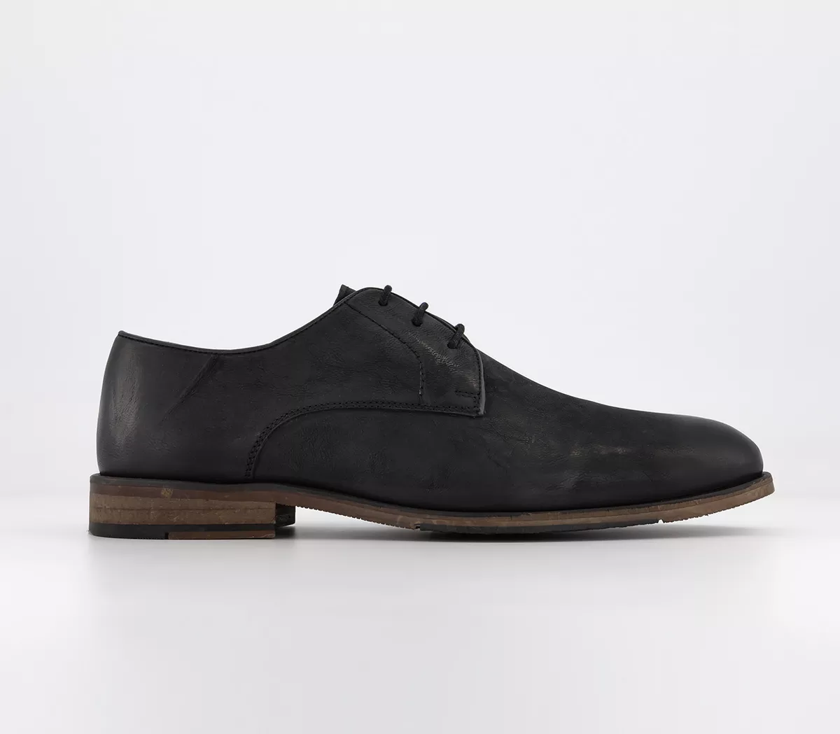 OFFICE Curtis Washed Leather Derby Shoes Black Leather
