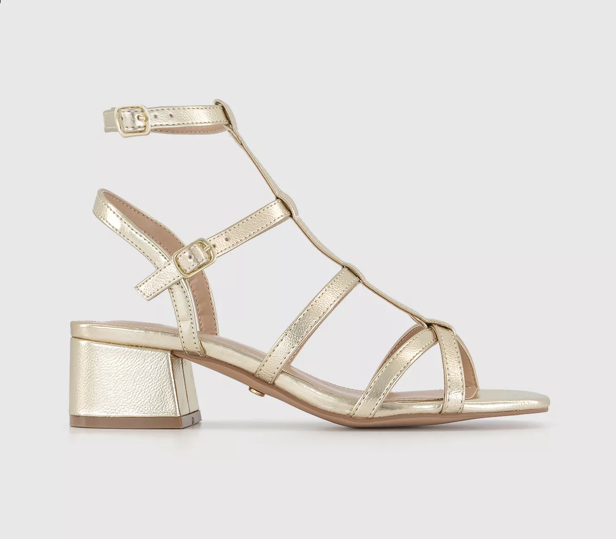 OFFICE Marissa Caged Block Heels Gold