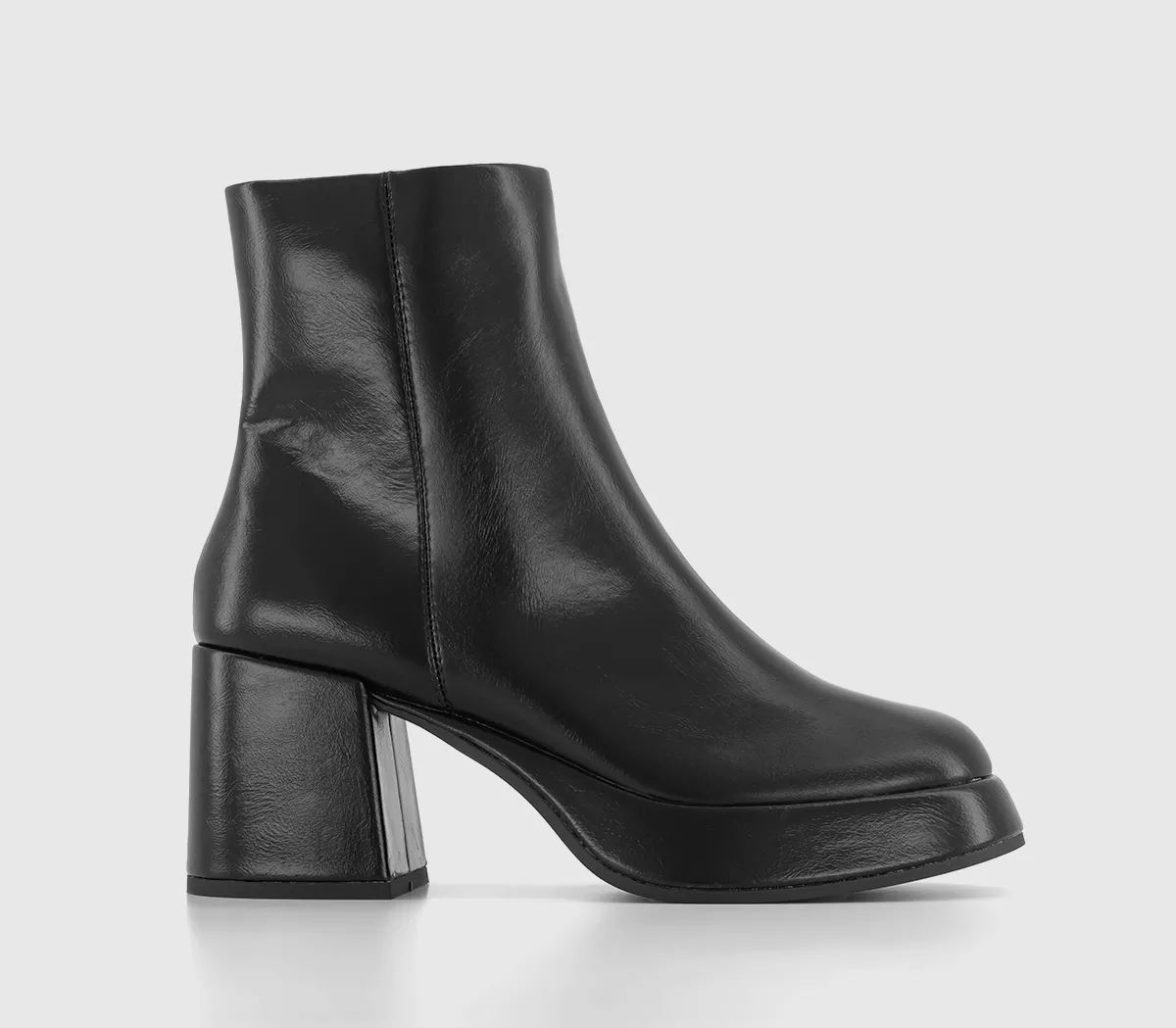 OFFICE Audio Square Toe Platform Boots Black