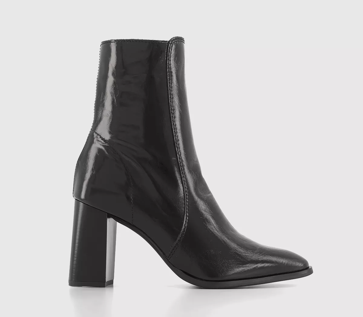 OFFICE Allegra Block Heel Cheslea Boots Black Patent Leather