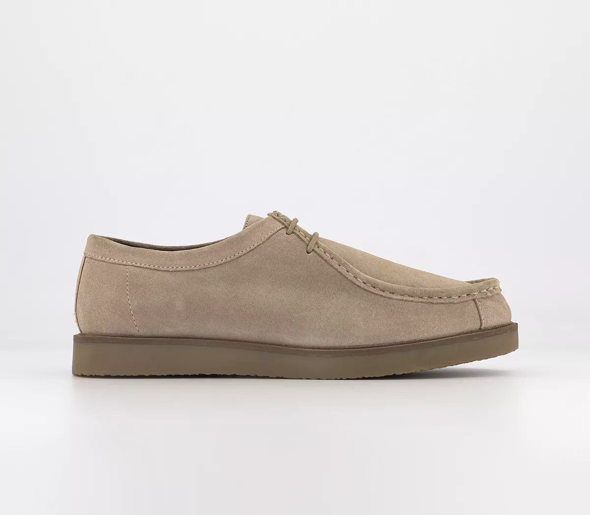 OFFICE Carter Stitch Apron Wedge Derby Shoes Beige Suede