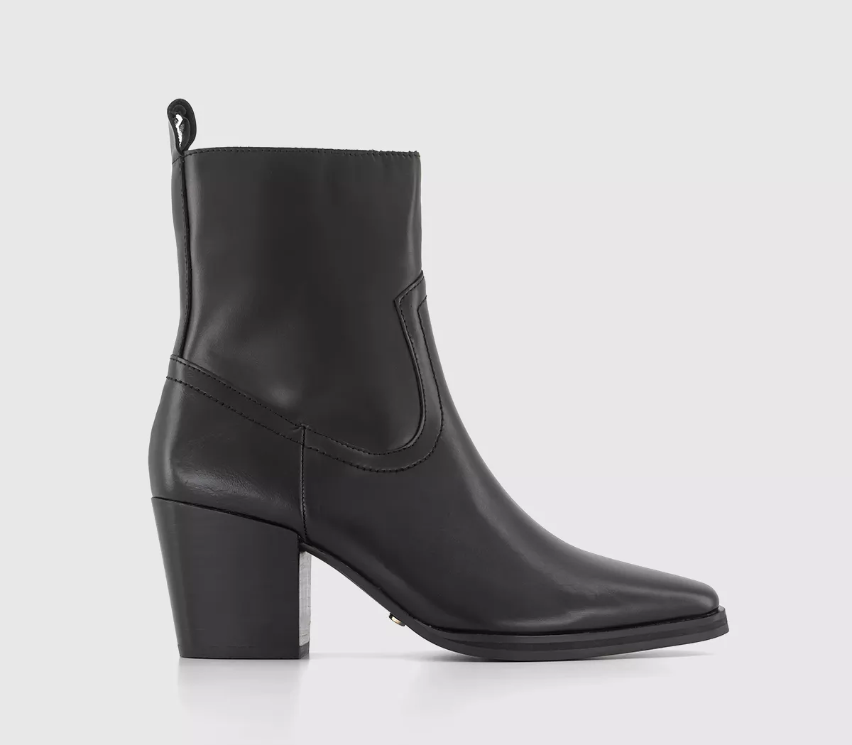OFFICE Anika Western Ankle Boots Black Leather