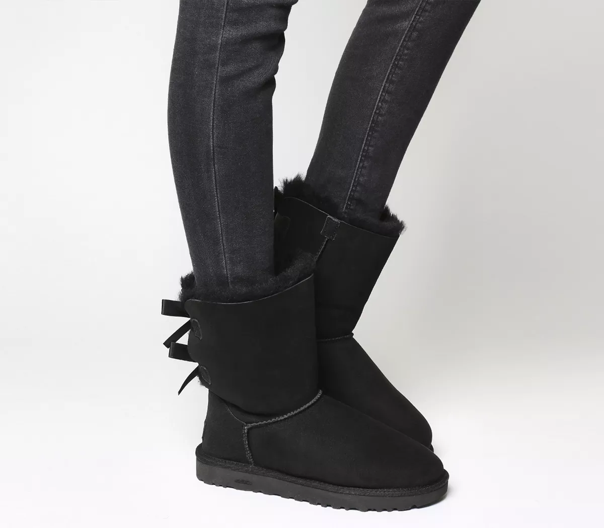 UGG Bailey Bow II Calf Boots Black Suede