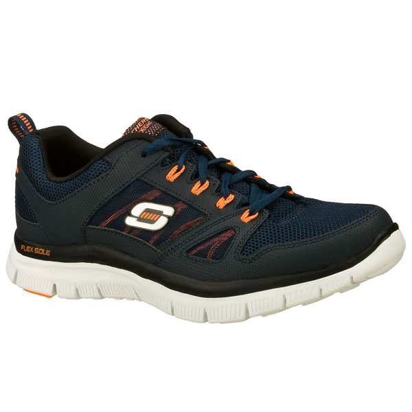 Skechers Men Wide Fit (2E) Shoes - Navy/Orange