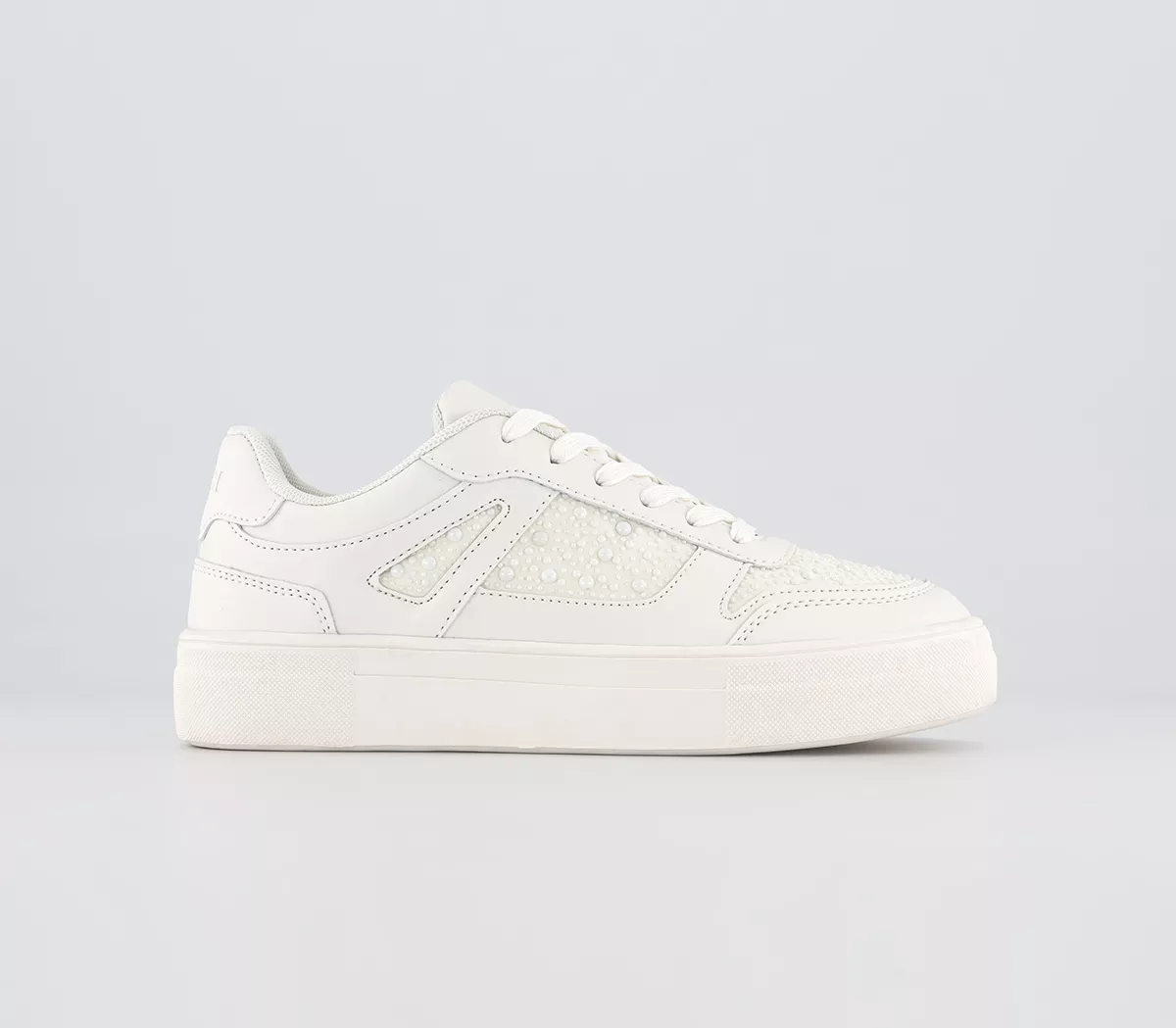 OFFICE Faye Pearl Embellished Trainers White Embellished