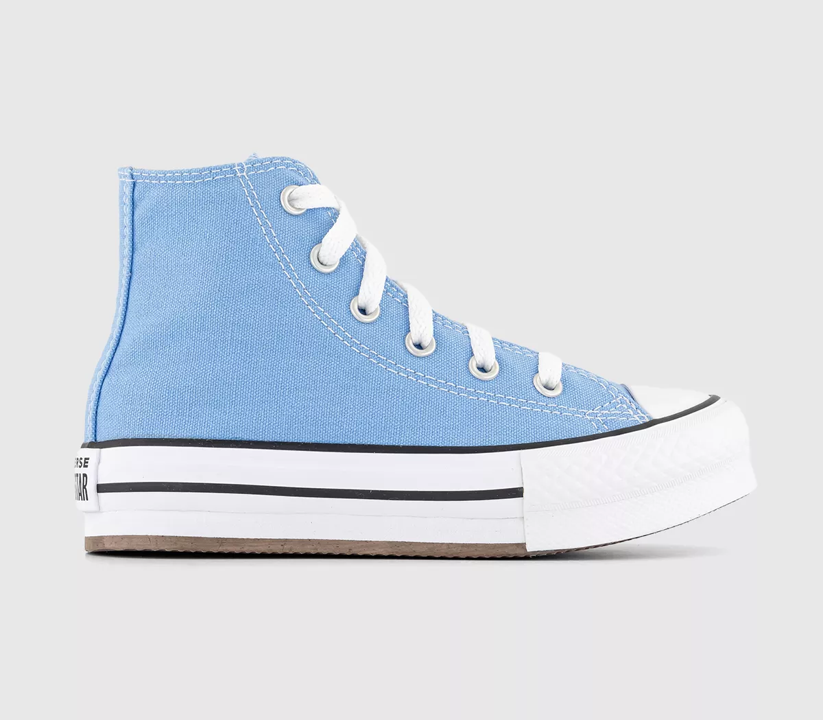 Converse All Star Eva Lift Hi Platform Kids Trainers Light Blue White Black
