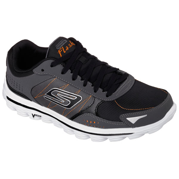 Skechers Men Extra Wide Fit (4E) Shoes - Flash DNA Charcoal/Orange