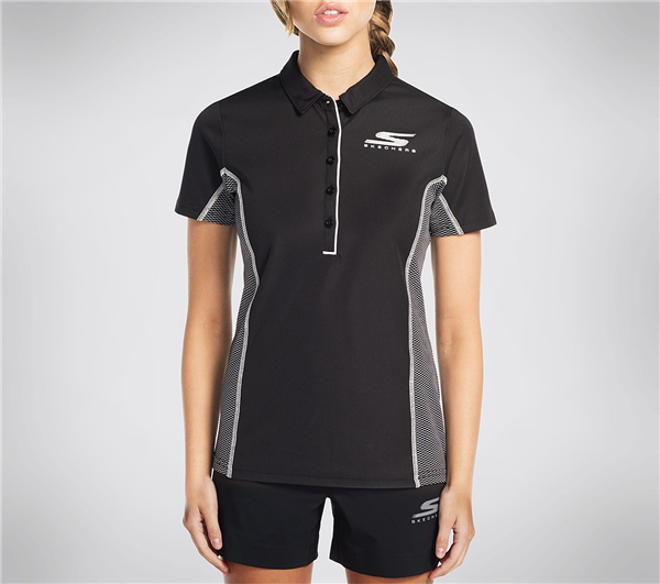 Skechers Women GO Golf Half Shot Polo Shirt Black
