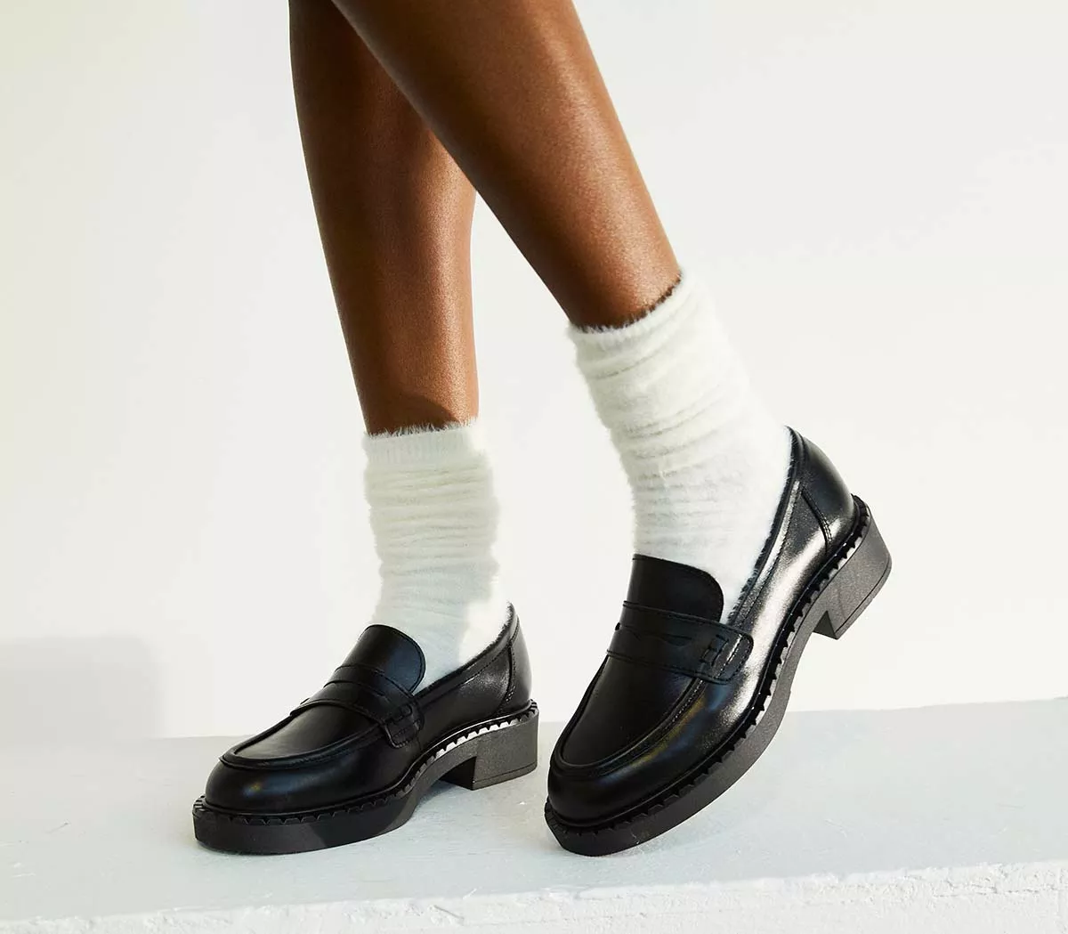 OFFICE Favour Chunky Sole Loafers Black Leather