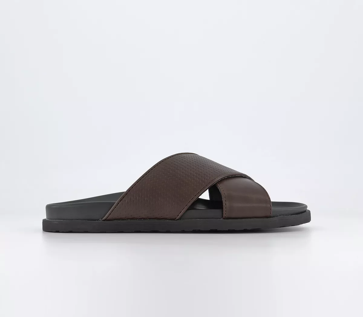 OFFICE Gilli Cross Woven Sliders Chocolate