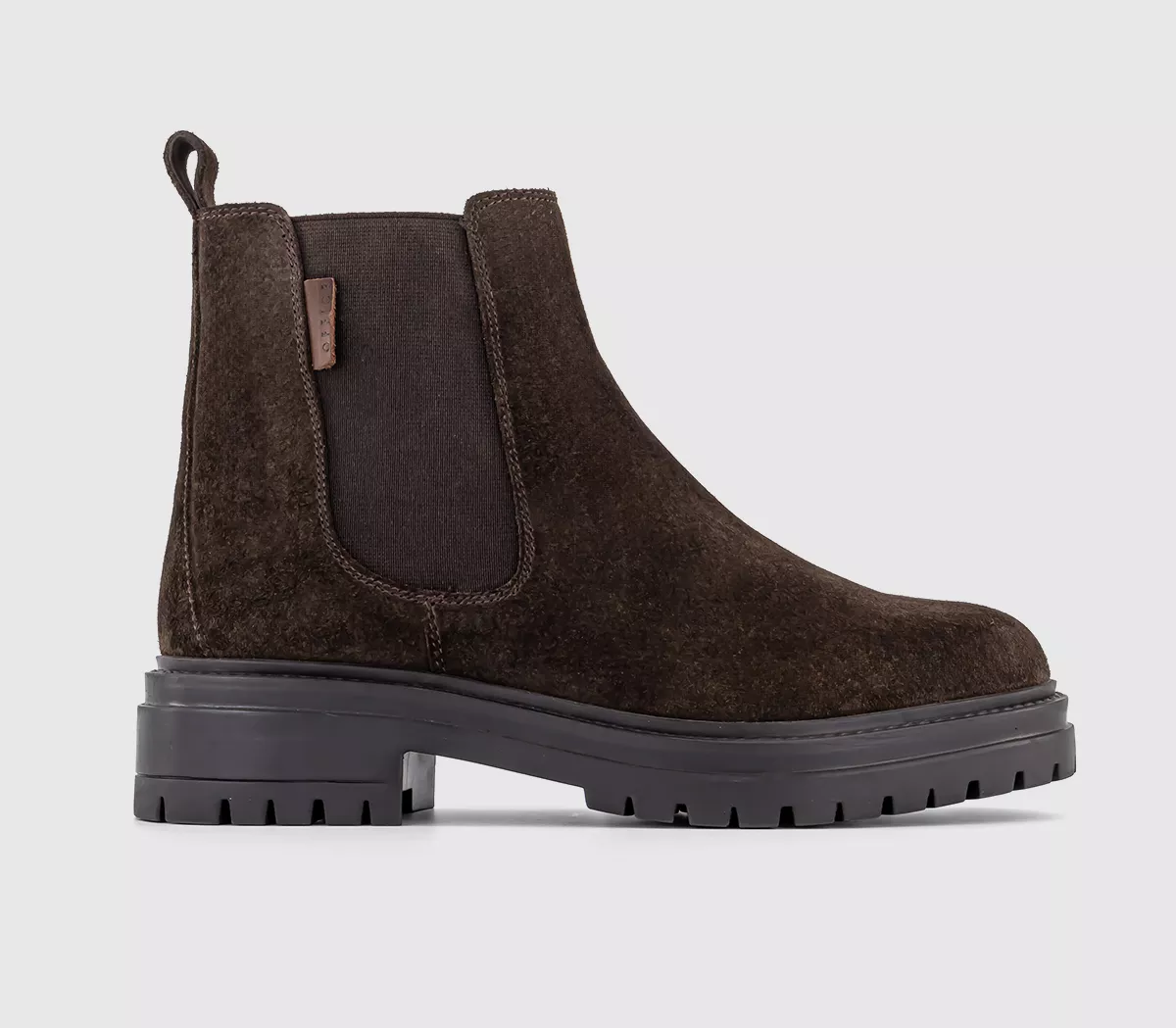 OFFICE Angelica Cleated Chelsea Boots Brown Suede