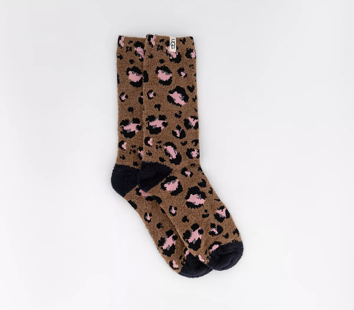 UGG Leslie Graphic Crew Socks Cedar Bark Leopard