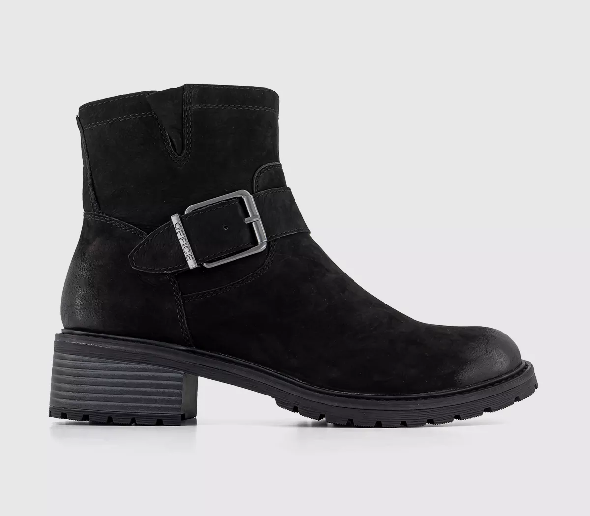 OFFICE Avril Cleat Sole Buckle Boots Black Leather