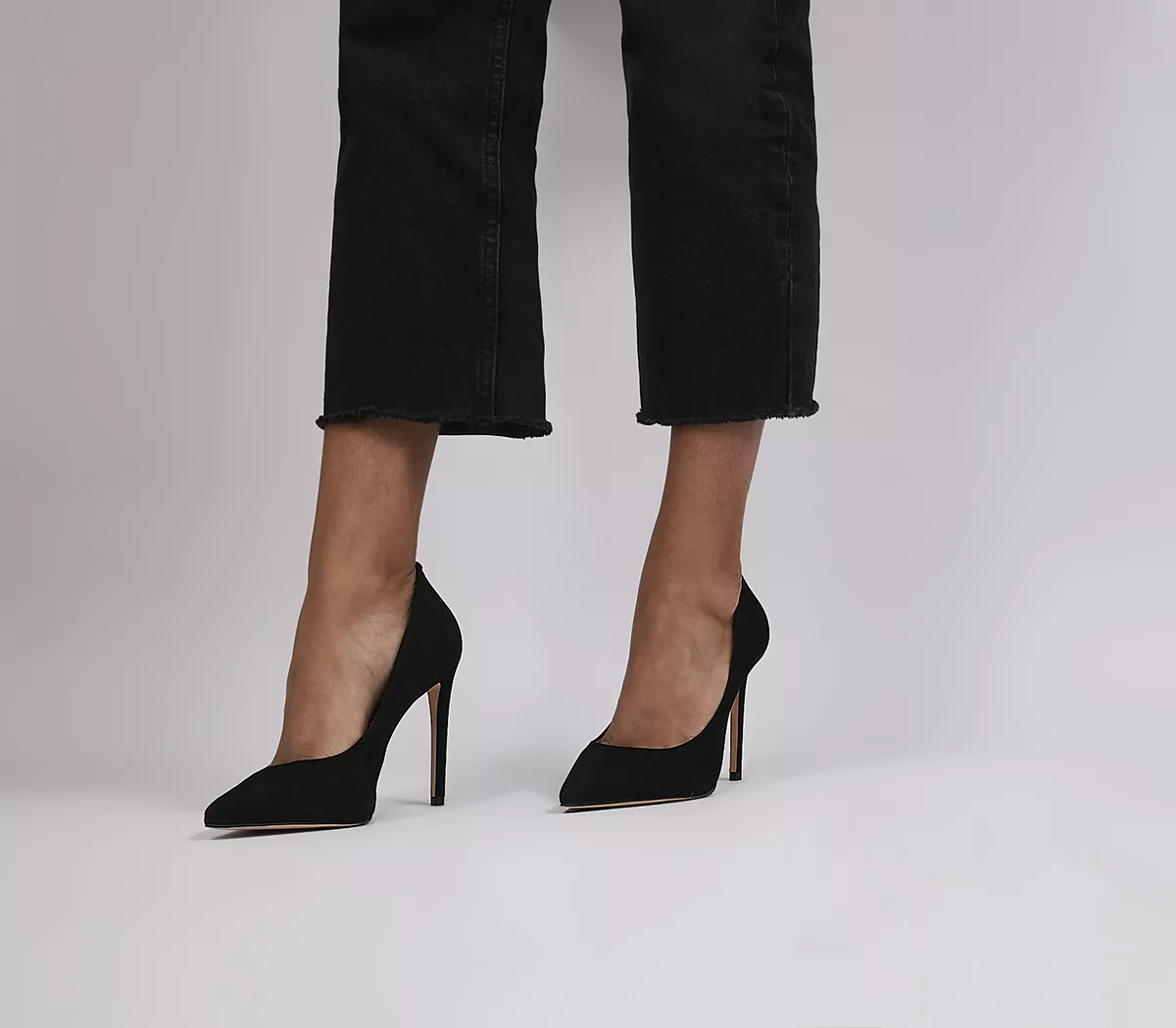 OFFICE Hadley Pointed Toe Court Heels Black Nubuck