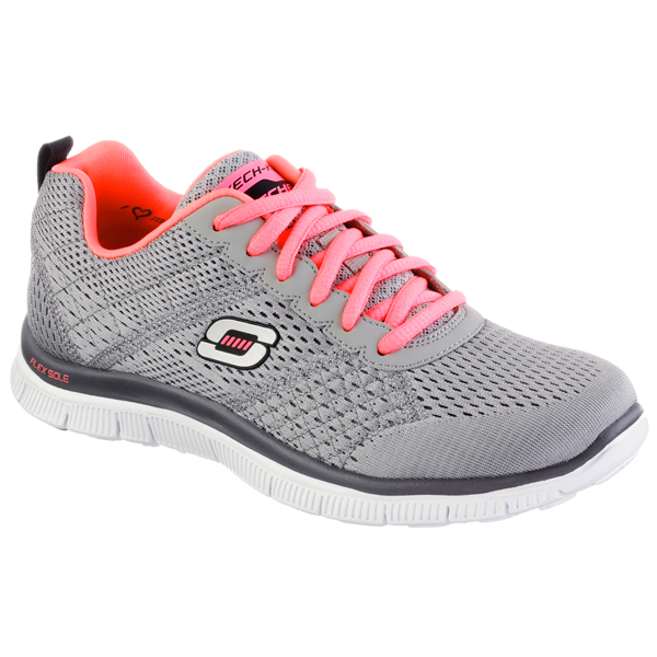 Skechers Women Flex Appeal - Obvious Choice Light Gray/Coral