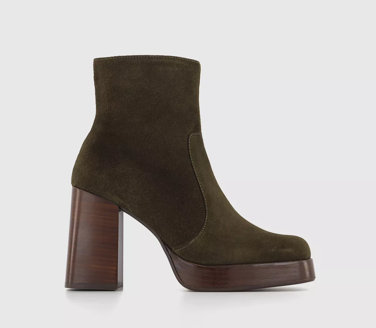 OFFICE Arlo Heeled Platform Boots Green Suede