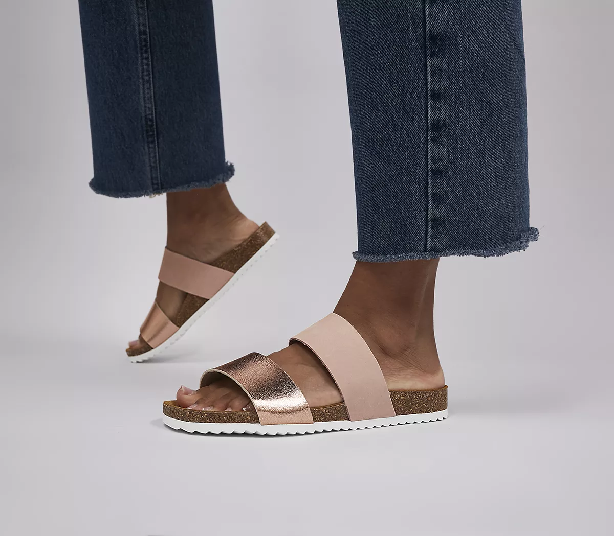 OFFICE Salinas Cork Footbed Sandals Blush Gold Mix